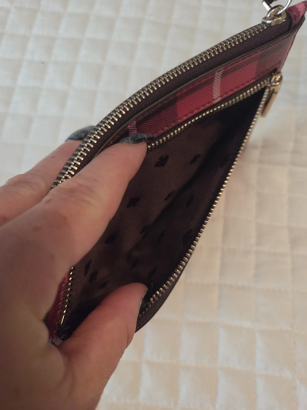 kate spade New York Plaid L Zip Wristlet